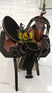 Custom Lightweight Double Toned <b>Tooled</b> Genuine Leather Western Barrel Racing Trail Riding Portable Horse Saddle Silver Studded - Product Image 2
