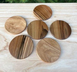 Wooden Coaster Set <b>Round</b> Modern Design Reusable <b>Mats</b> & Pads 10 Mm Thickness - Product Image 1