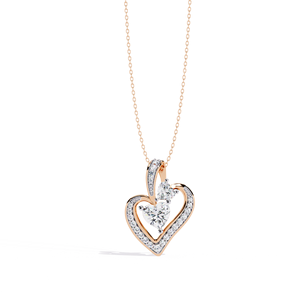 Classic 14K <b>Solid</b> <b>Gold</b> Heart IGI certified and Round Cut Set Lab Diamond Solitaire <b>Pendant</b> Necklace for Women Party Gift - Product Image 5