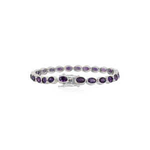Impresionante pulsera de tenis elegante de plata de ley 925 con amatista natural de corte ovalado para joyería fina al por mayor para mujer - Product Image 6