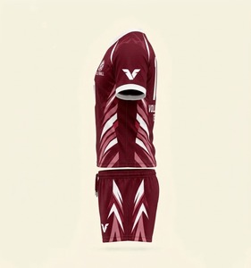 Ensemble de maillots de sport d'équipe personnalisés, col en V, manches courtes, uniforme de football, polyester à séchage rapide, vêtements de volley-ball - Product Image 3