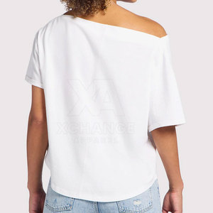Camiseta Premium para Mujer con Hombros Descubiertos, Estampado Personalizado, Top de Moda de Verano, la Mejor Calidad, Venta Directa de Fábrica, Proveedor con MOQ Bajo - Product Image 3