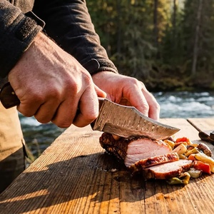Couteau de chasse/découpe de viande/de camping en acier Damas de qualité supérieure avec étui en cuir, options OEM et logo personnalisé pour les acheteurs des États-Unis et d'Europe - Product Image 2