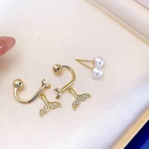 New 7-8mm Freshwater <b>White</b> <b>Pearl</b> Drop <b>Earrings</b> Multi-Wearing Mantou Beads Jewelry - Product Image 4