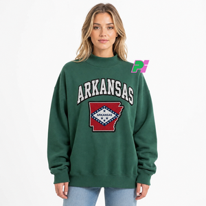 เสื้อสเวตเชิ้ตคอเต่าขนาดใหญ่สำหรับผู้หญิง ปักลายแผนที่รัฐอาร์คันซอ เสื้อสเวตเชิ้ตคอเต่าสำหรับใส่ในฤดูใบไม้ร่วง - Product Image 1