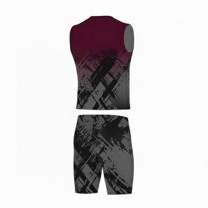 Conjunto de Chaleco sin Mangas y Pantalones Cortos Sublimados para Hombre, Estampado Geométrico, Ajustado, Transpirable, Ropa Deportiva de Poliéster - Product Image 6