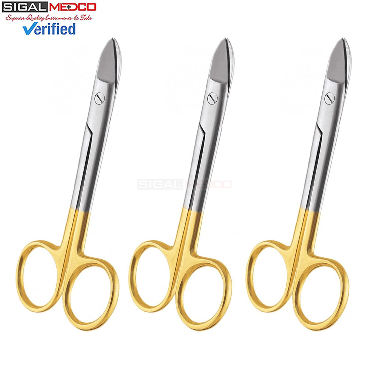 Tijeras Beebee con mango dorado y corona, 3 uds.