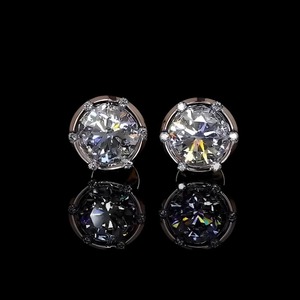 2.00CT Each Cut Claw Setting Solitaire <b>Stud</b> Drop Earrings D Color VVS1 Moissanite Diamond IGI Certified 18K Gold Plated 925 - Product Image 3