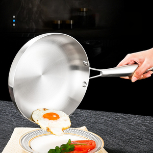 Poêle à frire classique en acier inoxydable, conçue pour la robustesse et l'efficacité, offrant des résultats de cuisson constants et un nettoyage facile. - Product Image 2