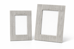 Marco de Fotos con Incrustaciones de Hueso Hecho a Mano, Impresión UV, Diseño de Rayas Grises, Decoración Moderna y Minimalista para Mesa - Product Image 3