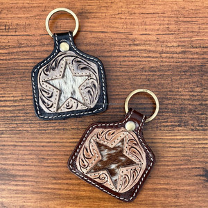 Porte-clés en cuir repoussé à la main Porte-clés en cuir de fourrure de vachette Porte-clés de créateur Porte-clés Offre Spéciale élégant - Product Image 2