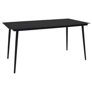 Conjunto de Comedor de Ratán Sintético Negro y Roble con Acero con Recubrimiento en Polvo y Vidrio para Jardín - Product Image 3