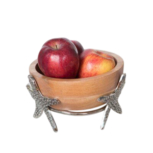 Cuencos de madera y metal de diseño único para servir alimentos, con asa de metal, forma redonda, para frutas y ensaladas, para decoración de la mesa de comedor de la cocina. - Product Image 6