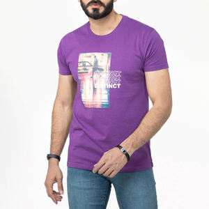 T-shirt pour homme à manches courtes, col rond, coupe ajustée, imprimé photo, tissu jersey décontracté, logo distinctif sur le devant - Product Image 3