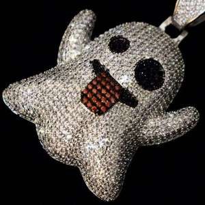 Colgante de Plata de Ley 925 con Moissanita, Estilo Hip Hop, Totalmente Cubierto de Diamantes de Corte Redondo, Chapado en Oro, para Hombre y Mujer - Product Image 1