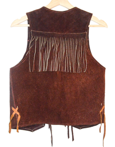 Chaleco de Cuero Genuino para Hombre con Flecos, Cuello en V, Cierre de un Solo Botón, Ropa de Abrigo para Otoño - Product Image 5