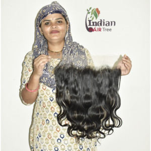 Extensions de cheveux indiens Remy 100% naturels, ondulés (Body Wave) et profondément ondulés (Deep Wave), cuticules alignées, double trame machine, frontal HD 13*6, vente en gros - Product Image 3