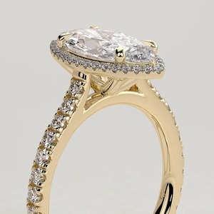 แหวนหมั้นเพชรทรงมาร์คีส์ทองคำแท้ 14K สำหรับผู้หญิง พร้อมวงแหวนแบบเฮโลและพาเว่ ได้รับการรับรองจาก IGI สไตล์คลาสสิก - Product Image 3