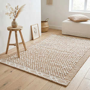 Hand Braided Boho Rug Cotton Double Sided Picnic Carpet 3x6 For Garden Camping And Beach Use Beige Foldable Tufted Area Rug - Product Image 1