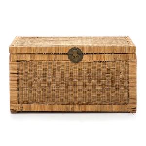 Vietnam factory directly <b>rectangular</b> wicker weave trunk with brass clasp vintage style rattan <b>storage</b> trunk with lid wholesales - Product Image 3
