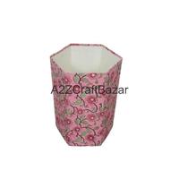 Poubelle élégante hexagonale pliable en coton et carton, faite à la main, imprimée, pour usage intérieur/extérieur, rue et bureau