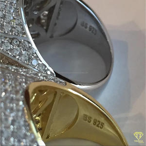 Moissanite Diamond Freemason Masonic <b>Ring</b> for <b>Men</b> Gold <b>Silver</b> Luxury Statement <b>Ring</b> Square and Compass Symbol Hip Hop Designer - Product Image 4