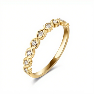 Anillo de compromiso delicado de plata de ley 925 con moissanita, diseño clásico de cruz y cero, media eternidad, forma de X, para fiesta - Product Image 1