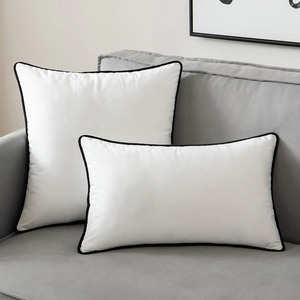 Funda de Cojín de Algodón de Color Sólido, Cuadrada, Estilo Nórdico, Decoración del Hogar, Fundas de Almohada con Costuras Blancas y Negras - Product Image 4