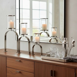 Rectangular Wooden <b>Lantern</b> With Metal Top And Candle Holder For Home Decoration - Product Image 4