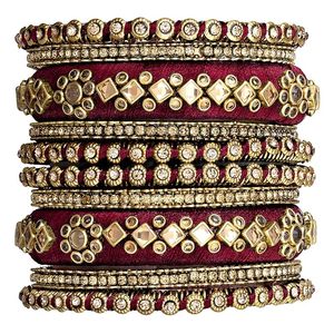 Gold Plated Handmade Faux Kundan Studded Silk Thread Ethnic Bangles Jewellery for Women Fashion Bangles For Girls Festive - Product Image 1
