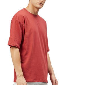 T-shirt en coton épais 230g à manches courtes, avec ourlet cousu et bordure patchwork, prix FOB de gros - Product Image 4