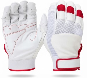 Gants de frappe en cuir blanc et rouge, ambidextres, fermeture auto-agrippante, unisexe adulte, entraînement, respirants, tissés, écologiques, légers - Product Image 1