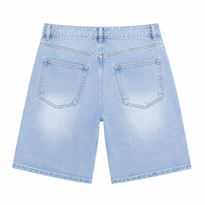 Shorts en jean pour homme avec impression graphique personnalisée, style streetwear Y2K, bleu clair, baggy, jorts, hip hop, tribal, coupe ample, longueur genou - Product Image 3
