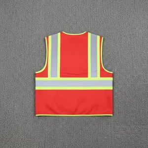 Gilet de sécurité rouge pour homme avec bandes réfléchissantes, fermeture éclair, poches, respirant, léger, vêtement de travail décontracté, style printemps - Product Image 4