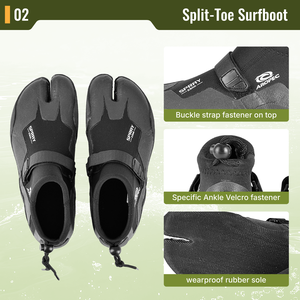 Botines de Agua AROPEC de Neopreno de 2mm con Punta Dividida y Correa de Hebilla, Diseño Unisex de Corte Bajo, Logotipo Personalizado Serigrafiado - Product Image 3