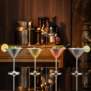 Gobelet à cocktail en acier inoxydable, coupe à vin rouge sur pied pour les amateurs de vin, design élégant, tasse à paroi simple - Product Image 1