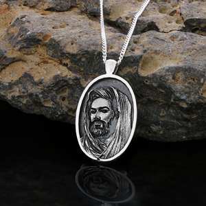 Colgante islámico BOJ 01 Hazmat Ali y colgante islámico rectangular de plata para musulmanes, hecho a mano en plata de ley 925, precio bajo en oferta. - Product Image 1