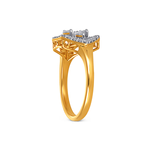 Anillo de Lujo con Diamantes Marquise en Oro Amarillo, Diseño Floral con Halo de Diamantes, Anillo Geométrico para Mujer, Ideal para Aniversario de Bodas - Product Image 4