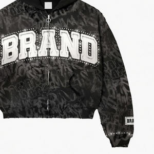 Vente en gros de sweats à capuche personnalisés à fermeture éclair intégrale en molleton épais pour les marques de style de vie américain sous marque privée - Product Image 4