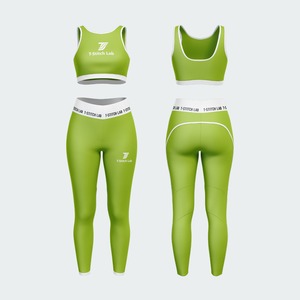 Conjunto de Yoga para Mujer T-Stitch Lab de 4 Piezas, Top Corto con Espalda Cruzada en Degradado Azul, Leggings de Longitud Media, Elásticos en Cuatro Direcciones, Transpirables, Tallas Grandes - Product Image 5
