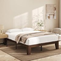 Massivholz Handgeschnitztes Luxus-Schlafzimmerbett Handgefertigtes Holz-Kingsize-Bett Beste Möbel Premium-Qualität Rahmen mit Fußteil