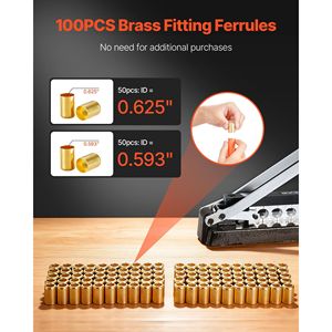 Crimpatrice per Tubi Standard Professionale per Impieghi Gravosi con 100 Ferrule (0.593" 0.625" ID) e Piegatubi da 0.44"-0.63" - Product Image 3