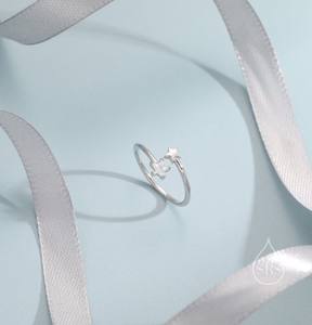 แหวนเปิดรูปดาวคู่ ทำจากเงินสเตอร์ลิง แหวนดาวปรับขนาดได้ เครื่องประดับรูปดาว - Product Image 4