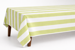 Vintage Yellow <b>Tablecloth</b> Palm Tree Print with Green Striped Border Indian Hand Block Printed <b>Tablecloth</b> - Product Image 2