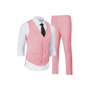Trajes de Negocios de Terciopelo Tejido a Crochet de 2 Piezas para Hombre - Blazer Cruzado, Pantalones con Pliegues Delanteros, Tallas Grandes, Cuello Mandarín, para Boda - Product Image 2