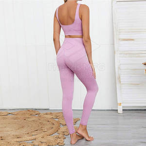 Ensemble de yoga respirant pour femme, service OEM, léger, couleur unie, écologique, séchage rapide, 2 pièces, Spandex/Polyester - Product Image 2