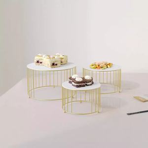 Round Gold Metal Cake Pedestal Stand Luxury Dessert Display <b>Plate</b> for Bakery Showcase Party Table <b>Decoration</b> and Catering - Product Image 5