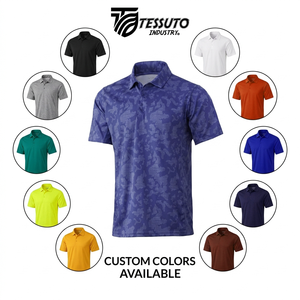 Polo de golf camouflage personnalisé en gros, polo de performance sublimé à manches courtes, vêtements de sport imprimés pour hommes, chemise à col, logo OEM - Product Image 4
