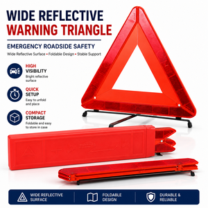 Triángulo de Advertencia Reflectante Plegable de Alta Resistencia, Señal de Tráfico con Base Ancha, Señal de Seguridad de Emergencia para Carreteras, ECE R27 - Product Image 1