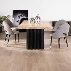 Table à manger Vandana Ivory Legacy 220 cm en bois massif avec pieds en métal plissé noir Audacio - Product Image 4